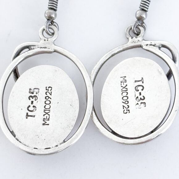 Vintage Mexico Sterling Silver 925 Spiny Red Oyster Swirl Dangle Earrings - Picture 6 of 7